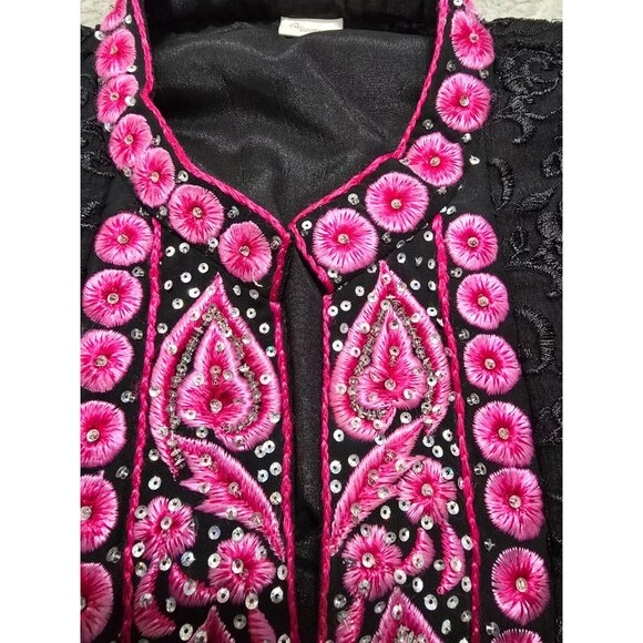 Yasmeen Arif Women's Embroidered Sequins Beaded Lace Sleeve Indian Kurta Dress - Picture 6 of 13